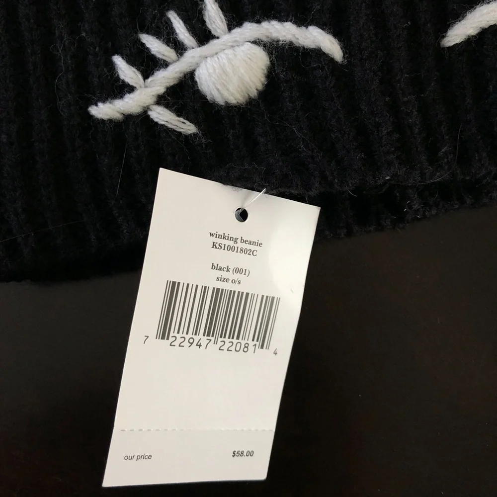 *KATE SPADE* Black x White Wink Winter Beanie
